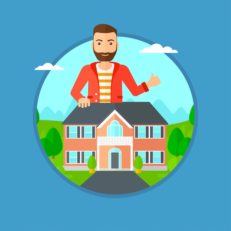 वेक्टर real estate agent giving thumb up.