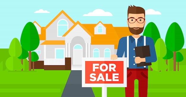real estate agent offering house.
