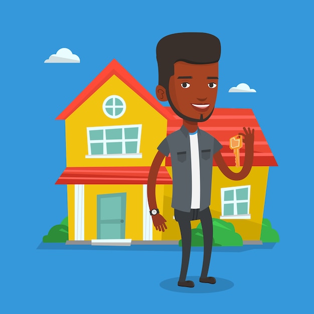 Vector real estate agent with key