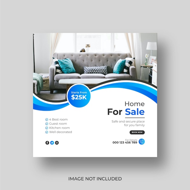 Real estate apartment and house for sale instagram post template