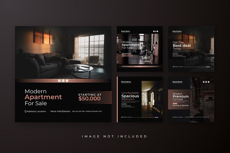Vector real estate apartment and house for sale instagram post template