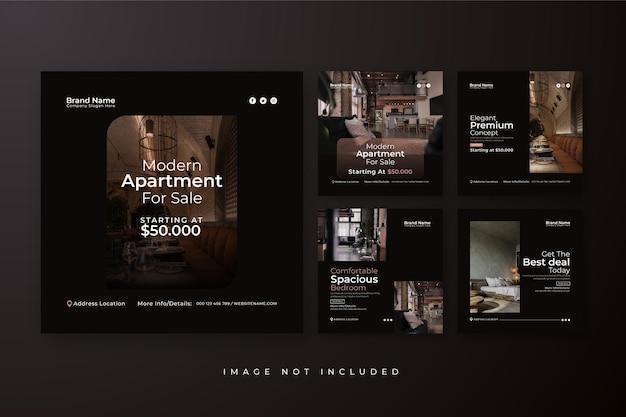 不動産アパートと販売のための家Instagramの投稿テンプレート