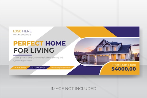 Vector real estate banner andmodern home sale facebook cover social media post template