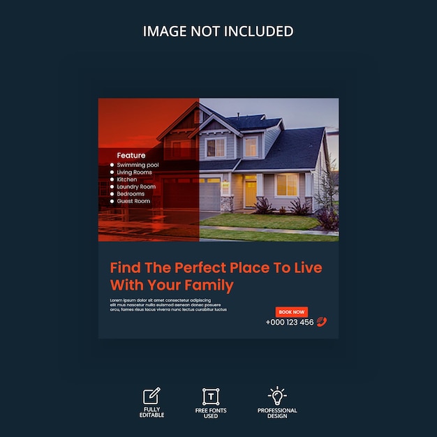 Real estate banner social media post illustration