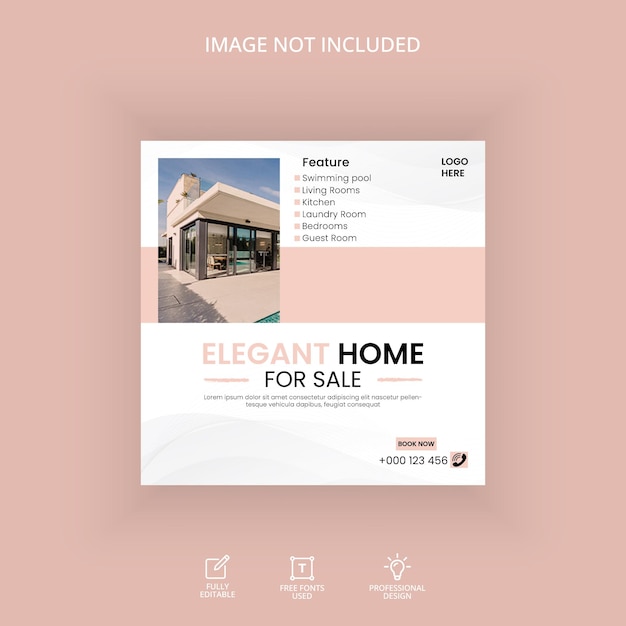 Real estate banner social media post illustration