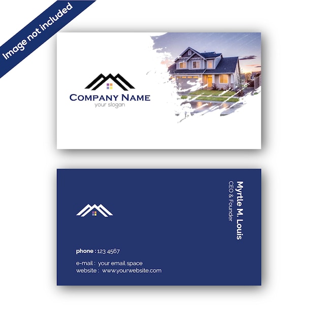 Vector real estate blue and white business card template