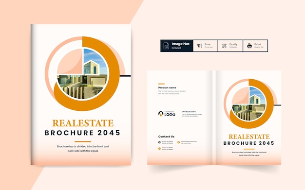 Real estate brochure cover template layout design colorful shape minimalist theme