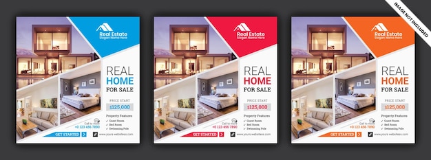 Редактируемый макет шаблона поста в социальных сетях для продажи недвижимости