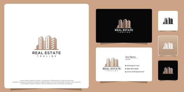 Логотип здания недвижимости и дизайн визитной карточки