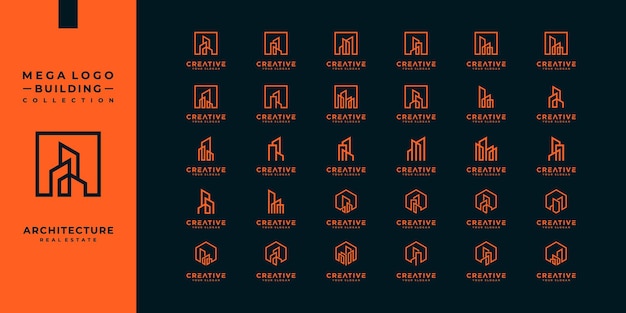 Vettore collezione di logo di edifici immobiliari