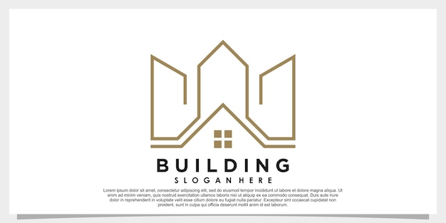 クリエイティブなコンセプトの不動産建物のロゴデザイン