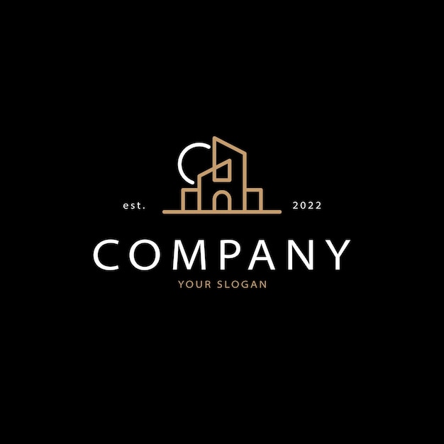 Real Estate Building logo linear style