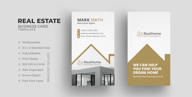 Real estate business card template with vertical