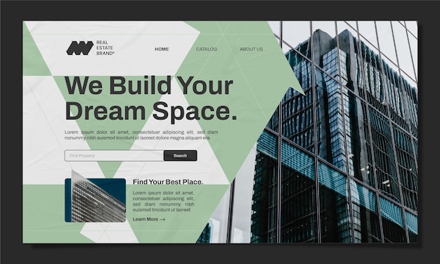 Vector real estate business landing page template