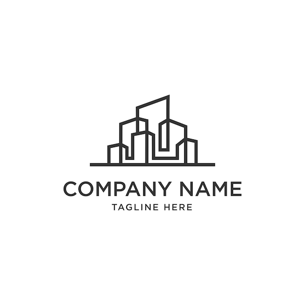 Modello di logo aziendale immobiliare, edificio, sviluppo immobiliare e vettore di logo di costruzione