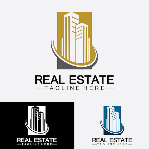 Real Estate Business Logo Template Building Property Development and Construction Logo Vector