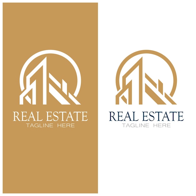 Modello di logo aziendale immobiliare sviluppo immobiliare e costruzione logo vettoriale