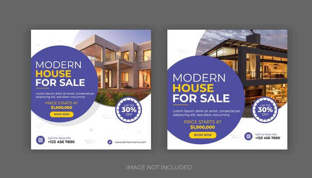 Vector real estate business marketing banner for social media post template