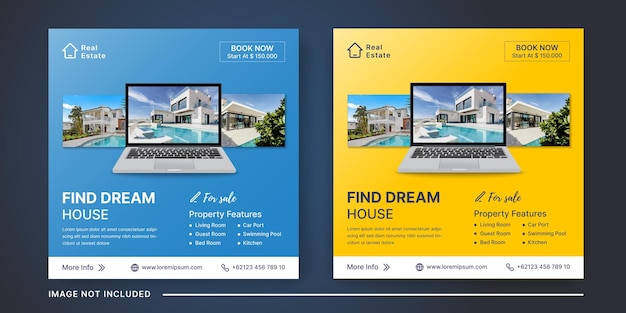 Vector real estate business social media post and square flyer design template