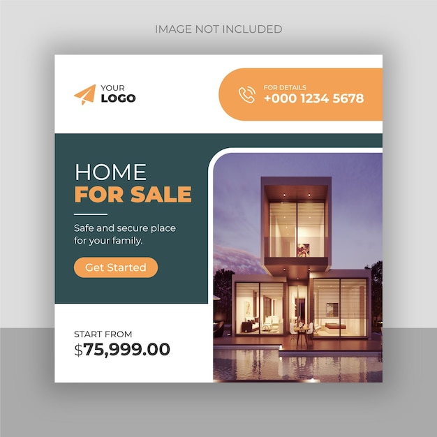 Real estate business social media post and square flyer template design