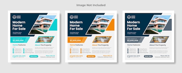 Real estate business social media post and square flyer template