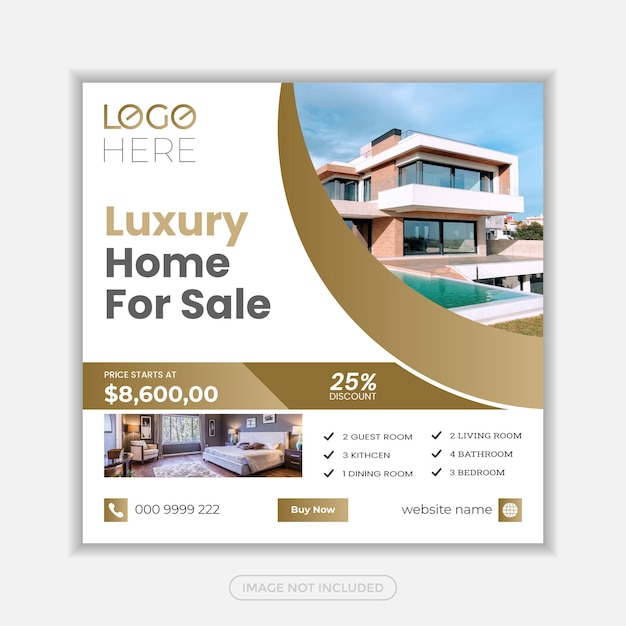 Real estate business social media post and square web banner and flyer template