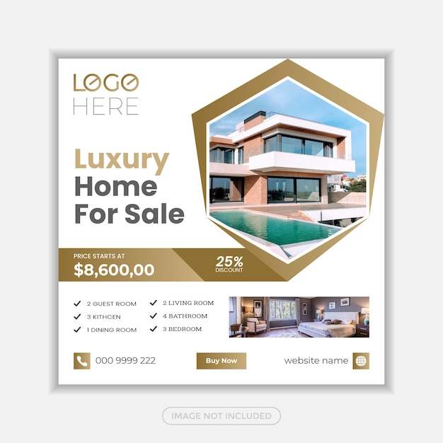 Real estate business social media post and square web banner and flyer template