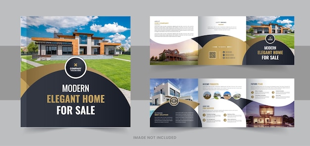 Vector real estate business square trifold brochure template