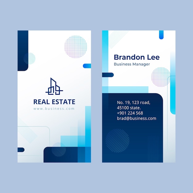 Real estate business vertical business card template