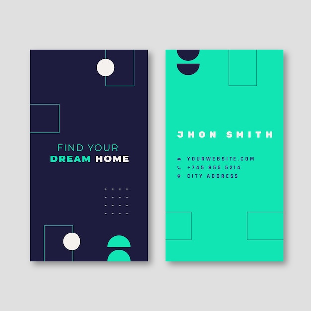 Real estate business vertical business card template