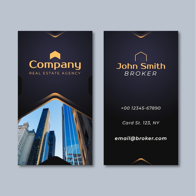 Vector real estate business vertical business card template