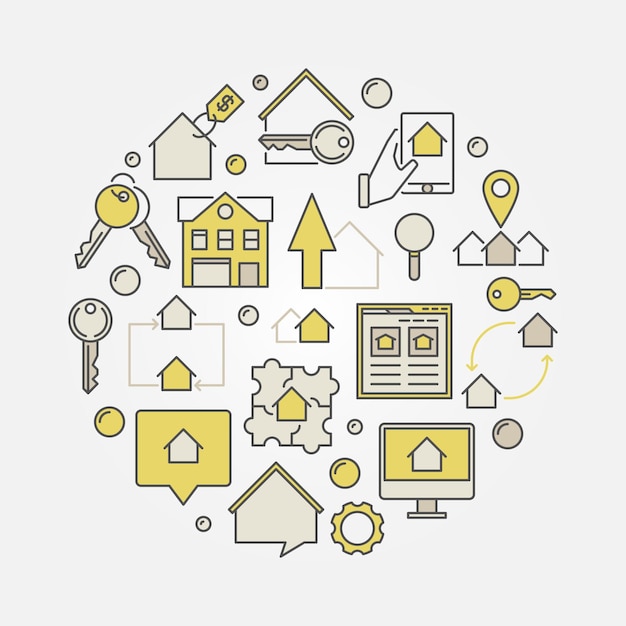 Real estate circular vector modern illustration or banner