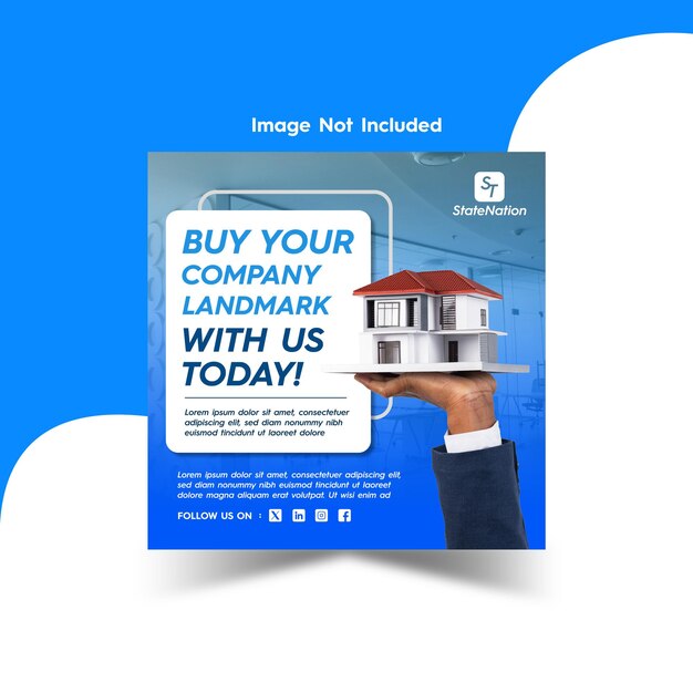 Vector real estate company landmark post for instagram and facebook template