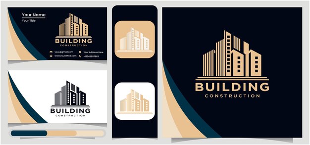 Real estate company logo design and modern buildings building works industry logo