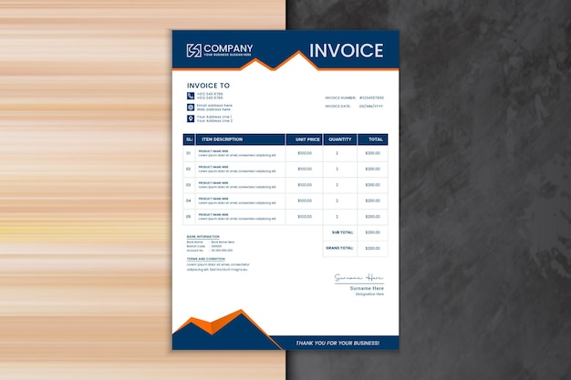 Real estate and construction invoice or payment receipt for property company