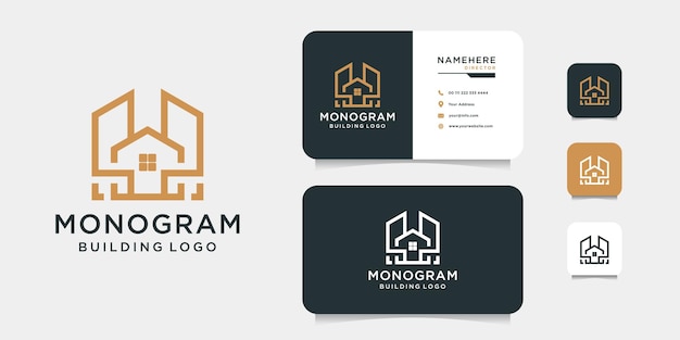 Real estate construction logo design with business card template Good for icon brand identity building and business company