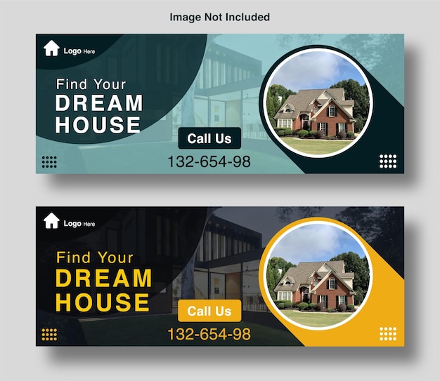 Vector real estate cover banner design template