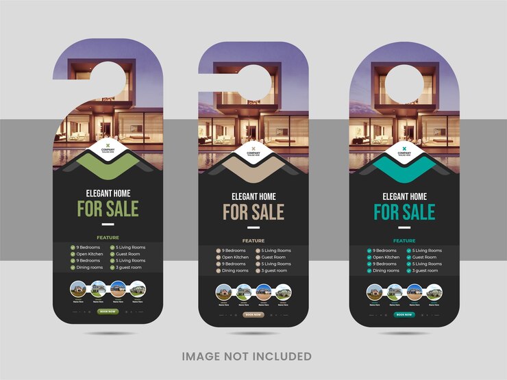Real estate door hanger design template hotel knob design vector door hanger