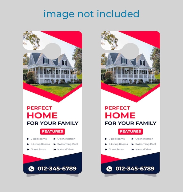 real estate Door hanger design template, hotel knob design. Vector door hanger.