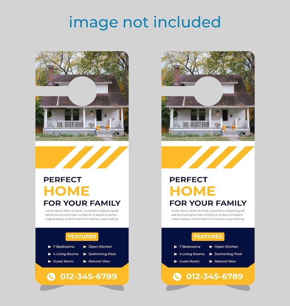 real estate Door hanger design template, hotel knob design. Vector door hanger.