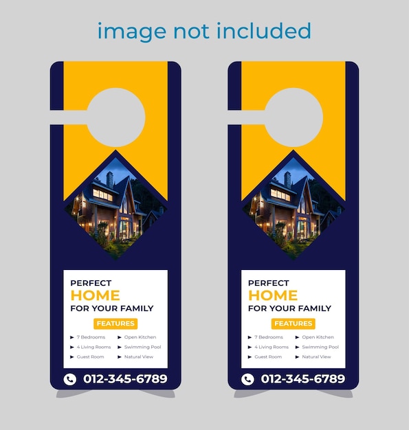 real estate Door hanger design template, hotel knob design. Vector door hanger.