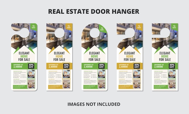 Vector real estate door hanger design template with 5 cutting styles or home for sale vector door hanger