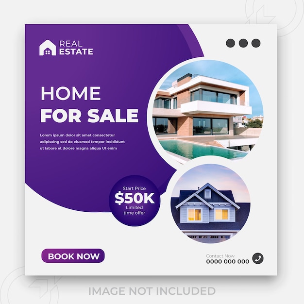 Real estate dream home for sale or 2 color gradient clean background and Corporatesocial media banner template