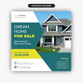 Casa da sogno immobiliare in vendita modello di progettazione post sui social media