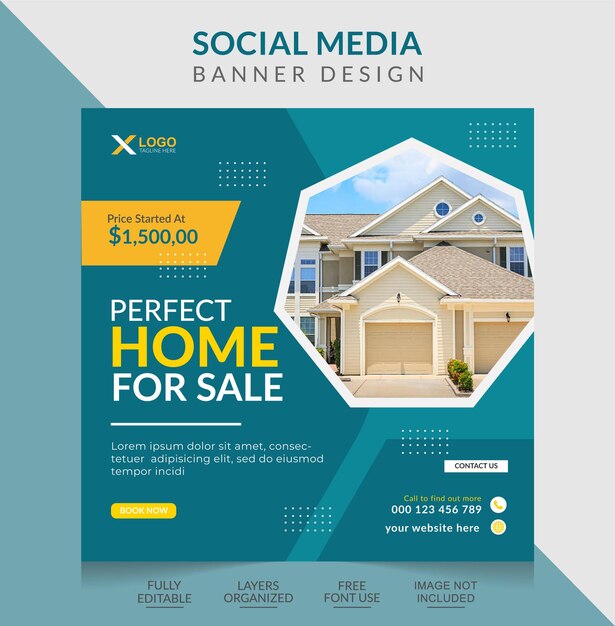 Real estate editable house property social media post advertising template