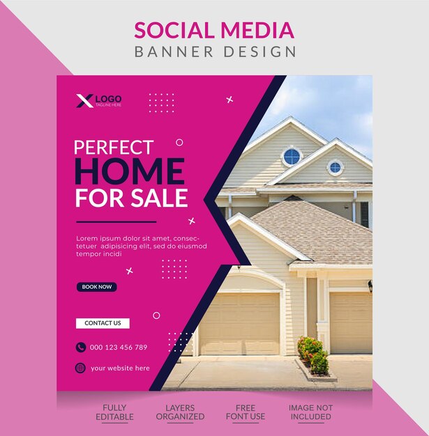 Modello pubblicitario di post sui social media di proprietà immobiliare modificabile