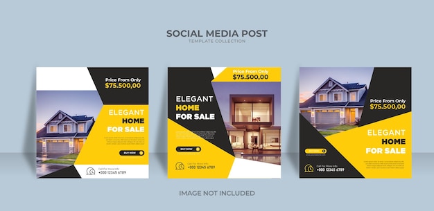 Real estate elegant home sale social media instagram post banner template