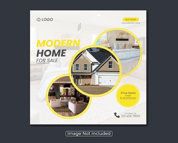 Real estate elegant modern house sale or social media design template