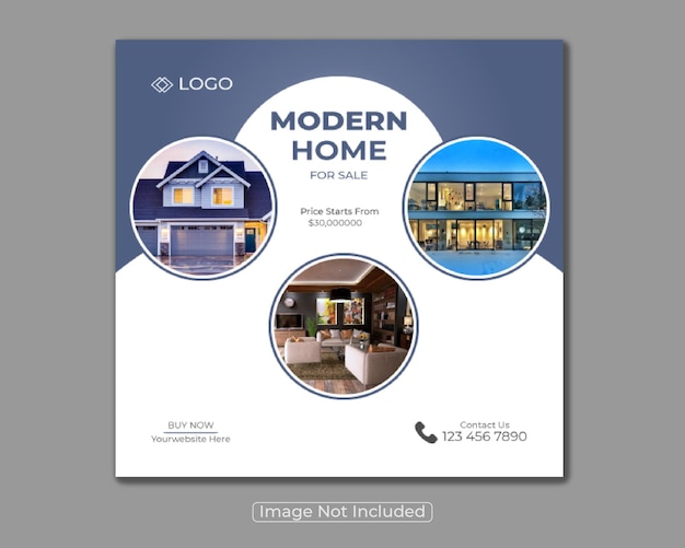 Real estate elegant modern house sale or social media post design template