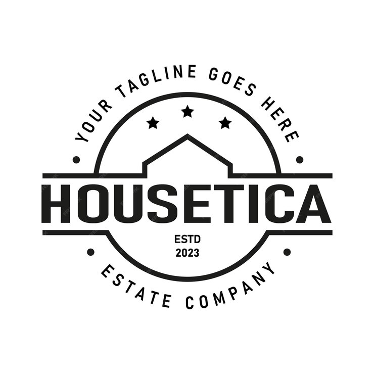 Premium Vector | Real estate emblem house circle roof logo with stars ...